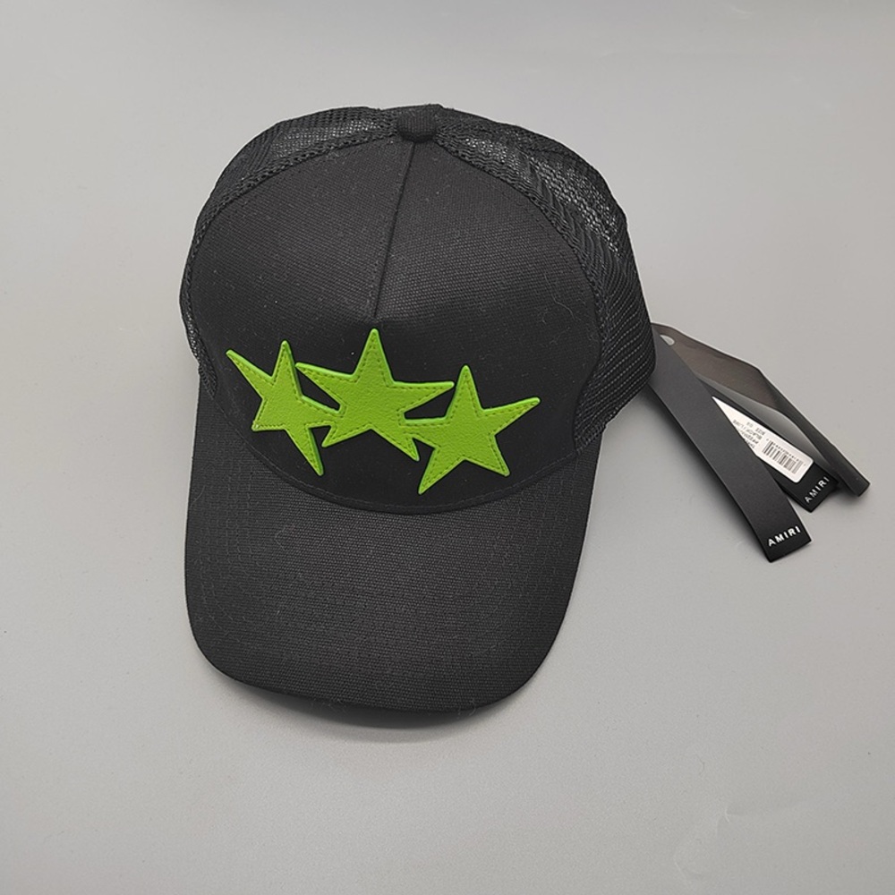 AMIRI 3 Star Cotton Canvas Trucker Hat  Black